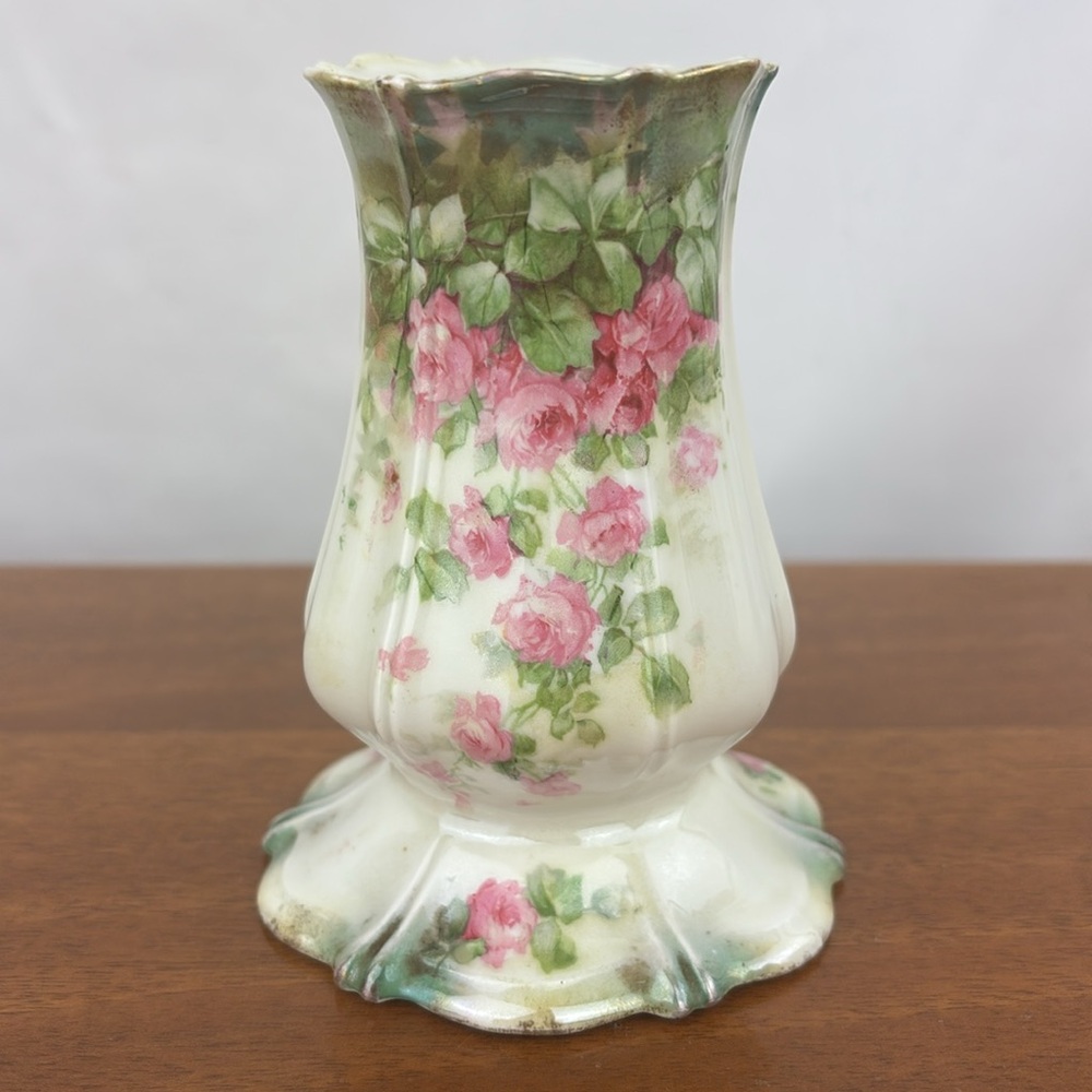 Antique Victorian R.S. Prussia Muffineer pink rose sugar shaker